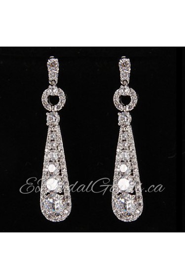 Silver Platinum Plating Drops Earrings