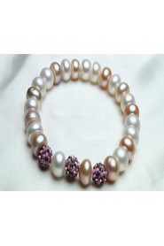 Natural freshwater pearl inlay diamond pearl bracelet