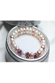 Natural freshwater pearl inlay diamond pearl bracelet