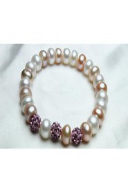 Natural freshwater pearl inlay diamond pearl bracelet