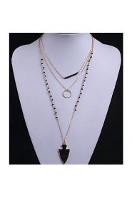 The black arrow drop of oil Crystal Beaded Long Necklace