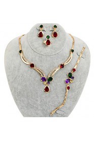 WesternRain 18k Gold Plated Butterfly Pendant Necklace Colorful Imitation Gemstone Jewelry sets For Wedding/Prom/Party