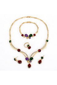 WesternRain 18k Gold Plated Butterfly Pendant Necklace Colorful Imitation Gemstone Jewelry sets For Wedding/Prom/Party