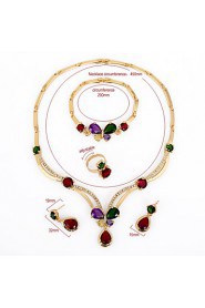 WesternRain 18k Gold Plated Butterfly Pendant Necklace Colorful Imitation Gemstone Jewelry sets For Wedding/Prom/Party