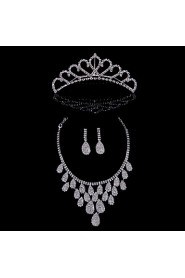 Alloy Wedding/Party Jewelry Set With Rhinestone