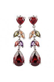 Brass With Cubic Zirconia Drop Earrings(More Colors)