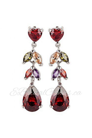 Brass With Cubic Zirconia Drop Earrings(More Colors)