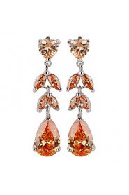 Brass With Cubic Zirconia Drop Earrings(More Colors)