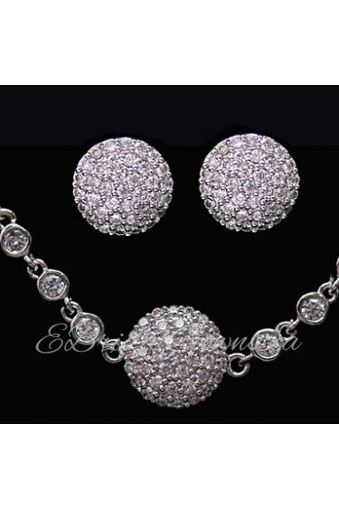 Gorgeous Platinum Plated With Cubic Zirconia Wedding/Special Occaision / Party Jewelry Set.