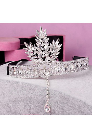 Headpieces Clear Crystals Wedding Bridal Tiara Tree Leaf Crown Crystal Tassel Headband