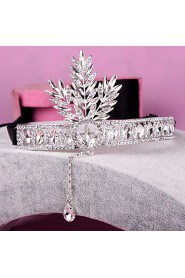 Headpieces Clear Crystals Wedding Bridal Tiara Tree Leaf Crown Crystal Tassel Headband