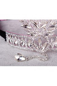 Headpieces Clear Crystals Wedding Bridal Tiara Tree Leaf Crown Crystal Tassel Headband