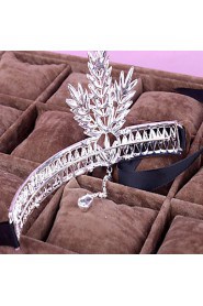 Headpieces Clear Crystals Wedding Bridal Tiara Tree Leaf Crown Crystal Tassel Headband