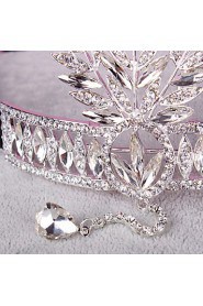 Headpieces Clear Crystals Wedding Bridal Tiara Tree Leaf Crown Crystal Tassel Headband