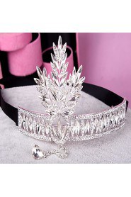 Headpieces Clear Crystals Wedding Bridal Tiara Tree Leaf Crown Crystal Tassel Headband