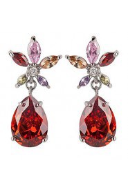 Brass With Cubic Zirconia Drop Earrings (More Colors)