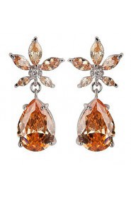 Brass With Cubic Zirconia Drop Earrings (More Colors)