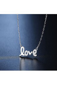 S925 pure silver necklace imitation diamond love pendant