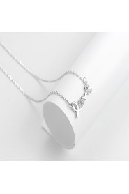 S925 pure silver necklace imitation diamond love pendant