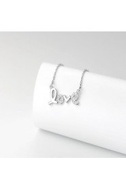 S925 pure silver necklace imitation diamond love pendant