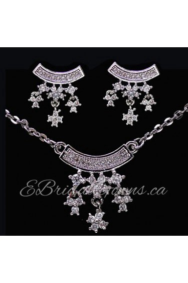 Gorgeous Platinum Plated With Cubic Zirconia Wedding/Special Occaision / Party Jewelry Set.