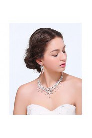 Women's Silver Alloy Crystal Rhinestone Cubic Zirconia Jewelry Set