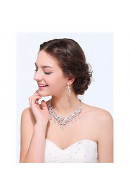 Women's Silver Alloy Crystal Rhinestone Cubic Zirconia Jewelry Set