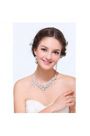 Women's Silver Alloy Crystal Rhinestone Cubic Zirconia Jewelry Set