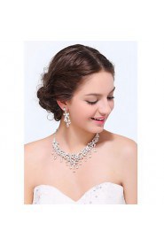 Women's Silver Alloy Crystal Rhinestone Cubic Zirconia Jewelry Set