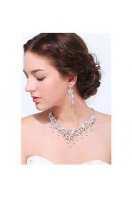 Women's Silver Alloy Crystal Rhinestone Cubic Zirconia Jewelry Set