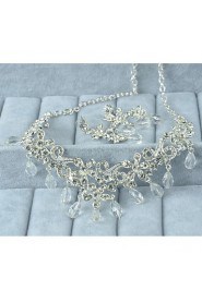 Women's Silver Alloy Crystal Rhinestone Cubic Zirconia Jewelry Set