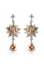 Brass With Cubic Zirconia Drop Earrings (More Colors)