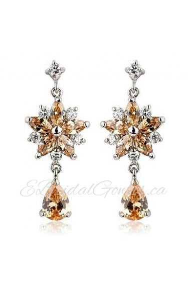 Brass With Cubic Zirconia Drop Earrings (More Colors)