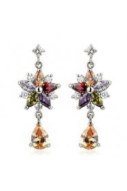 Brass With Cubic Zirconia Drop Earrings (More Colors)