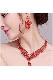 Red Classical Anniversary / Wedding / Engagement / Gift / Party Necklace with Rhinestones