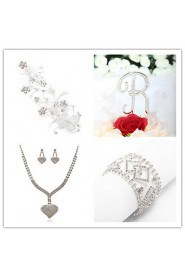 Wedding Suit(Headdress & Necklace & Earrings& Bracelet & Cake Topper)