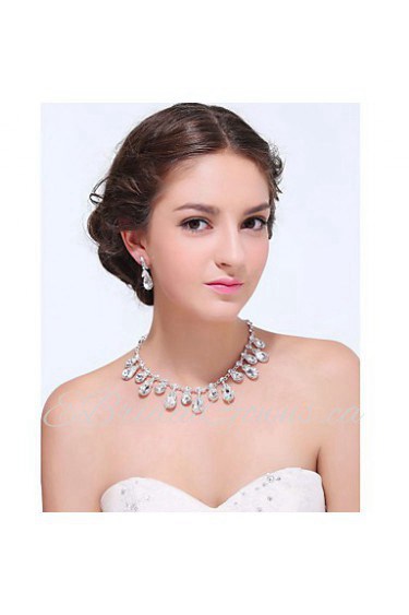 Women's Silver Alloy Crystal Rhinestone Cubic Zirconia Jewelry Set