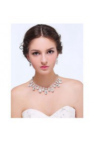 Women's Silver Alloy Crystal Rhinestone Cubic Zirconia Jewelry Set