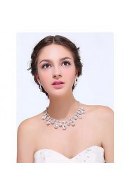 Women's Silver Alloy Crystal Rhinestone Cubic Zirconia Jewelry Set