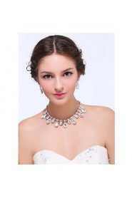 Women's Silver Alloy Crystal Rhinestone Cubic Zirconia Jewelry Set