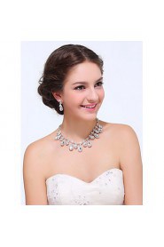 Women's Silver Alloy Crystal Rhinestone Cubic Zirconia Jewelry Set