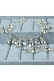 Women's Silver Alloy Crystal Rhinestone Cubic Zirconia Jewelry Set