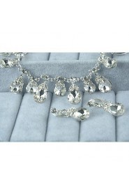 Women's Silver Alloy Crystal Rhinestone Cubic Zirconia Jewelry Set