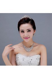 Women's Rhinestone Headpiece - Wedding/Special Occasion Tiaras 3 Pieces Including Tiara Earrings Necklace