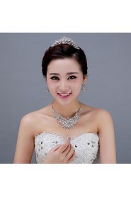 Women's Rhinestone Headpiece - Wedding/Special Occasion Tiaras 3 Pieces Including Tiara Earrings Necklace