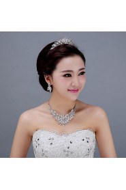 Women's Rhinestone Headpiece - Wedding/Special Occasion Tiaras 3 Pieces Including Tiara Earrings Necklace