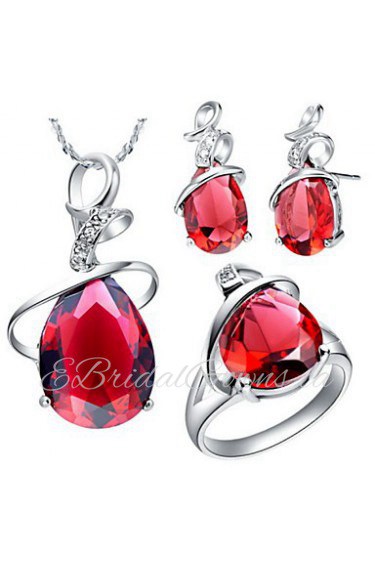 Jewelry Set Women's Anniversary / Birthday / Gift / Party / Daily / Special Occasion Jewelry Sets Silver Cubic ZirconiaNecklaces /