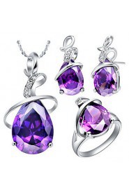 Jewelry Set Women's Anniversary / Birthday / Gift / Party / Daily / Special Occasion Jewelry Sets Silver Cubic ZirconiaNecklaces /