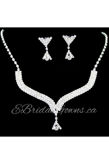 Jewelry Set Women's Wedding / Engagement / Birthday / Gift / Party Jewelry Sets Silver / Alloy Rhinestone Necklaces / Earrings Silver