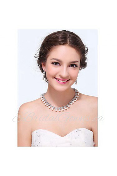 Women's Silver Alloy Imitation Pearl Rhinestone Cubic Zirconia Jewelry Set